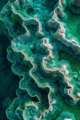 Wall Mural - Abstract isometric coral formations, creating a complex underwater pattern,