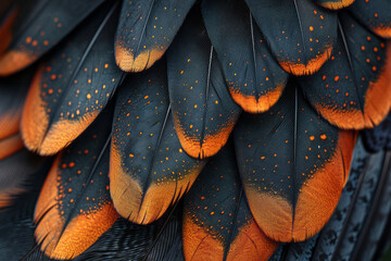 Leinwandbilder - Abstract isometric feathers, aligned in a grid with alternating orientations,