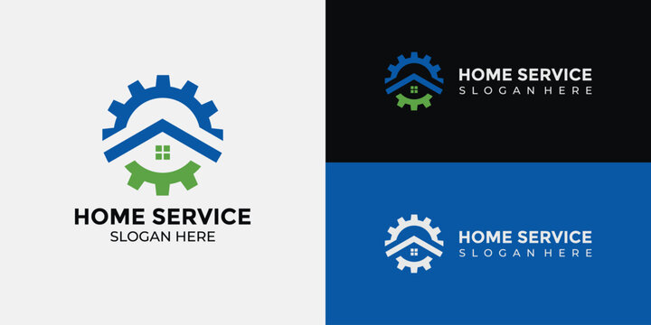home services logo in green and blue