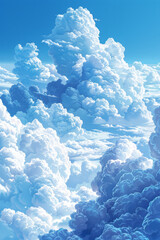 Leinwandbilder - Seamless pattern of isometric clouds, varying in size and shape,