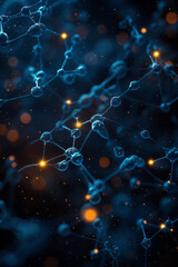 Poster - Isometric repeating pattern of simple molecule icons connected by lines, forming a network,
