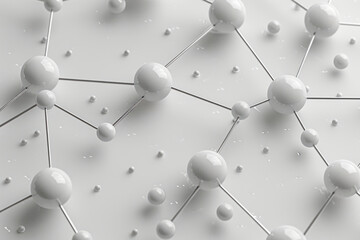 Leinwandbilder - Minimalist isometric spheres and lines representing atoms and bonds, arranged in a grid,