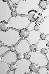 Poster - Minimalist isometric hexagons and chemical structures, arranged in a repeating pattern,