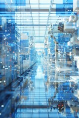 Poster - Precision and Efficiency Unveiled: Robotic Arms in a High-Tech Production Line Under Bright Lighting