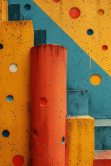 Poster - Seamless pattern of isometric triangles and minimalist battery symbols, blending seamlessly,