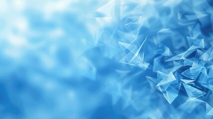 Poster - Partially blurred blue background with triangular shapes for design purposes
