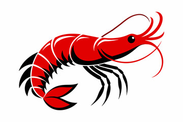 Sticker -  A cherry red shrimp silhouette black vector artwork illustration