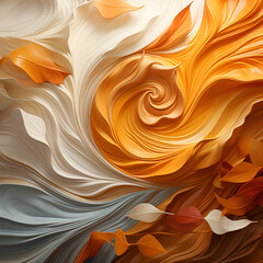 Poster - Colorful abstract painting with swirls and leaves