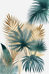 Wall Mural - Botanical abstract banner design, poster and wallpaper exotic greenery, forest, jungle wallpaper.