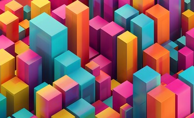 Poster - Colorful 3D abstract background with geometric shapes and lines for creative design, illustration, concept art or presentation template
