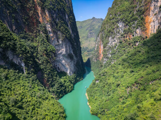 Wall Mural - Aerial view of Nho Que River on Ha Giang loop, Vietnam.