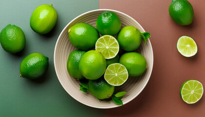 Fresh limes in a bowl 