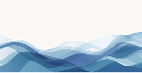 Poster - blue wave background, simple flat illustration with white space at the top of the page generative ai