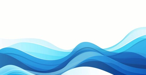 Wall Mural - Blue curved wave background, simple flat design with white space for text or message Generative AI