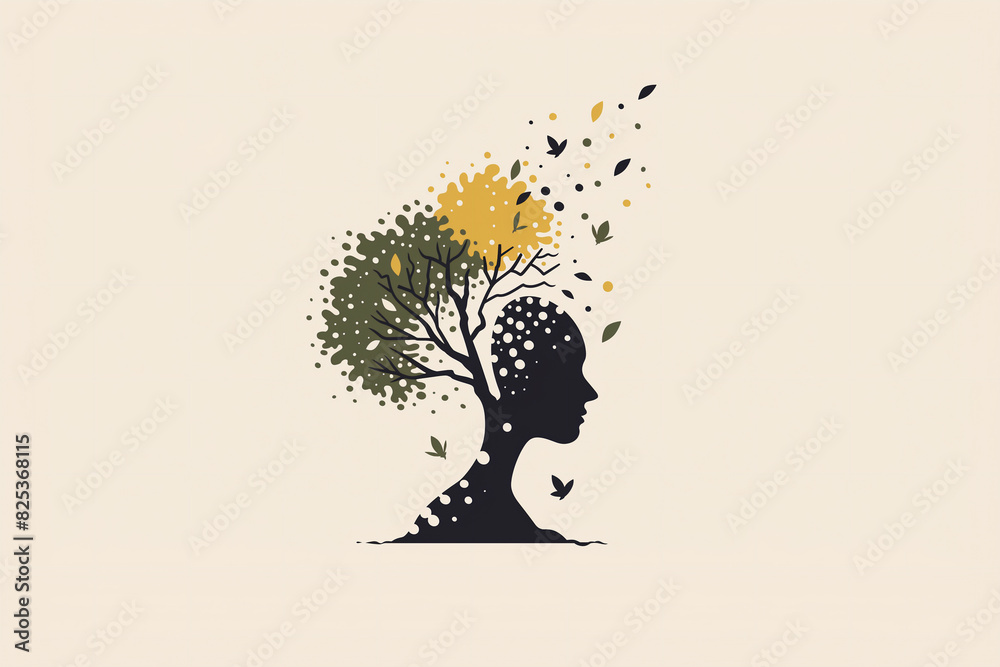 Vector abstract illustration of black silhouette of human face with ...
