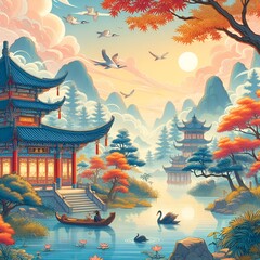 Canvas Print - japanese temple in the autumn