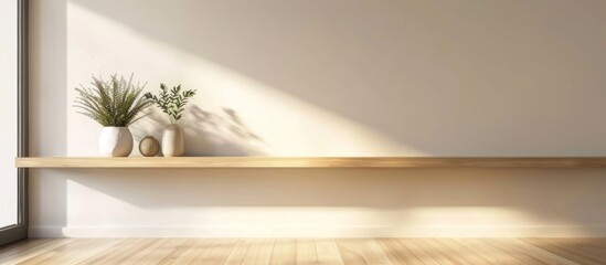 Wall Mural - A white room with a large window and a potted plant