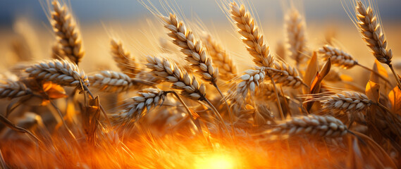 Wall Mural - Sun-kissed wheat: radiant fields in golden light.