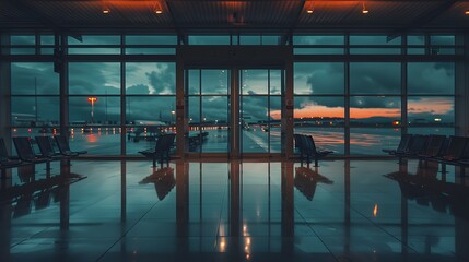 Wall Mural - Aerial view of a busy airport terminal with planes parked at gates, resembling a kaleidoscope pattern, showcasing modern aviation infrastructure.