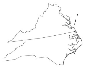 Canvas Print - Map of the U.S. state of North Carolina, Virginia