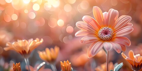 Sticker - Beautiful gerbera flowers with bokeh light background.