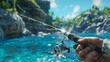 © Justlight - A user customizing their fishing rod with special attachments to catch specific particles.