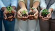 © Wirestock - AI generated illustration of a diverse group of people holding small plants in their hands