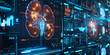 © Mian - A Hightech screens display neural network and brain analysis in a digital interface environment