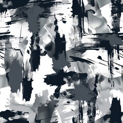 Wall Mural - Abstract Black and White Brushstroke Chaos Texture