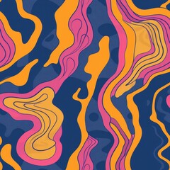 Wall Mural - Abstract Vivid Swirls in Bold Blue and Orange Hues