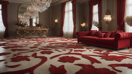 Sticker - Room in a luxury hotel in red colors.