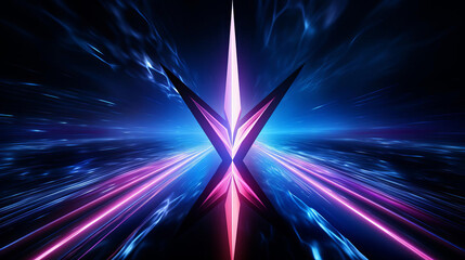 Wall Mural - futuristic abstract background with glowing pink and blue lights forming an intricate symmetrical pa