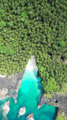 Sticker - Aerial view of a Battery Beach in Sao Tome and Principe, Equator Island in Africa