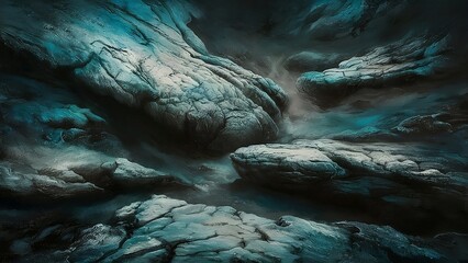 Wall Mural - Abstract background, rocky textures, blue , gray and black colors.