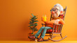 © VicPhoto - Imagen 3D de un abuelo en una silla tomando un zumo