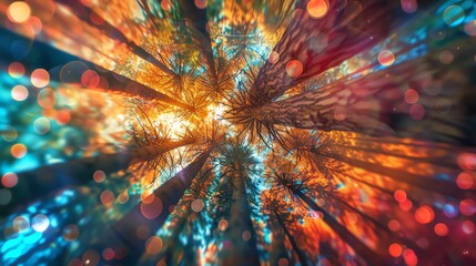 Poster - Abstract image of vibrant, colorful lights and bokeh effects, creating a festive and dynamic background. Perfect for creative designs.