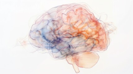 Poster - Abstract artistic rendering of a human brain in watercolor style, showcasing vibrant colors and intricate neural patterns.
