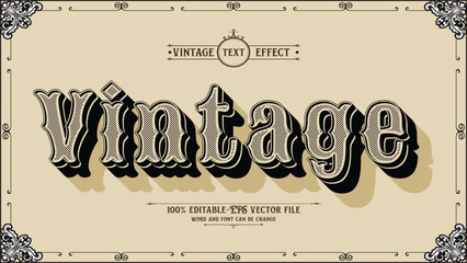 Aufkleber - Authentic style vintage 3d editable vector text effect with striped line inside