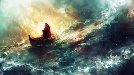 Jesus calming the storm, highlighting faith and trust