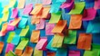 © Bijac - colorful sticky notes on office board creative brainstorming and strategy planning digital illustration