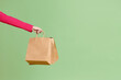 © Marc Tran/Stocksy - Recycled paper shopping bags on green background