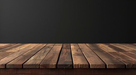 Wall Mural - Wooden table with dark background 