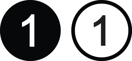 Poster - number 1 icon set in two styles . round number 1 icon . vector