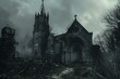 © anatolir - Atmospheric scene of an old gothic church surrounded by fog and rain in the twilight