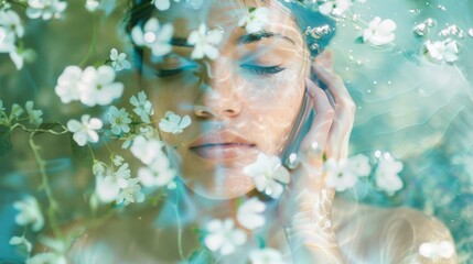 Wall Mural - Enchanting double exposure blending spa serenity with beauty rituals