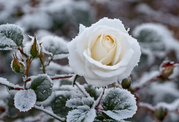 Sticker - A view of a Rose on a frosty morning