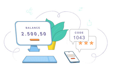 Online bank. Checking your bank balance on a computer.