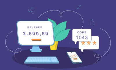Online bank. Checking your bank balance on a computer.