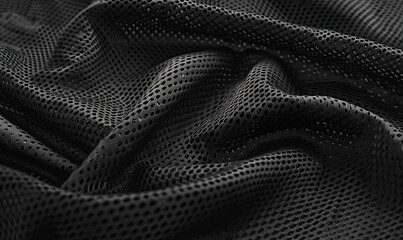 Abstract black sports fabric background with mesh pattern