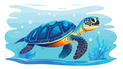 a playful sea turtle in a minimalist style. vector